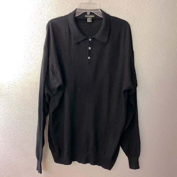 KEVOMAN sweater cashmere/silk blend polo style long sleeve men’s size XL - Picture 2 of 8